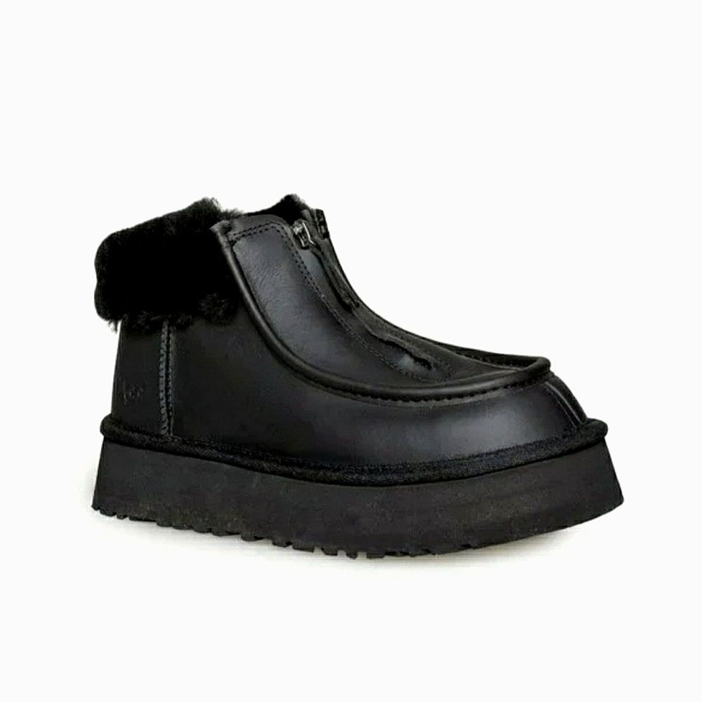 Ugg Black Funkette Sherling Zip Ankle Boot